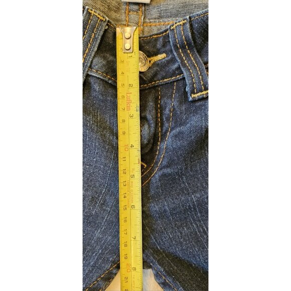 True Religion Joey Women's 29 Bootcut Gold Foil Flap Pocket Blue Jeans - Picture 11 of 15